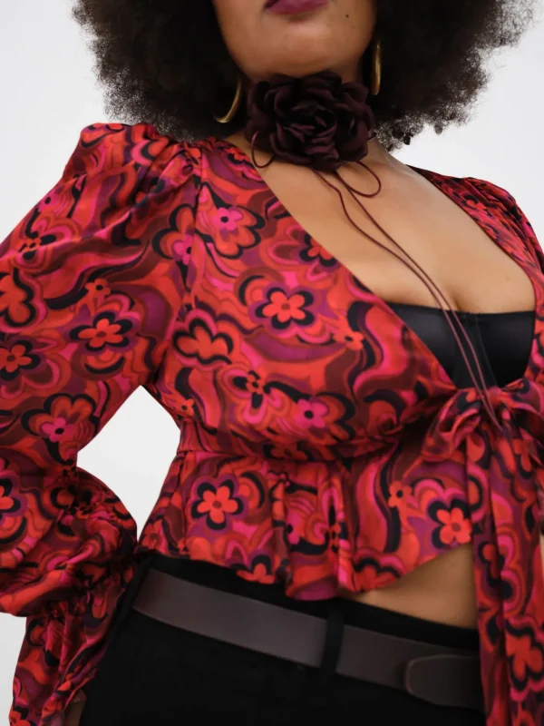 Woman For Love & Lemons Davina Tie Front Blouse