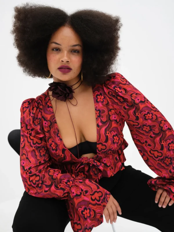 Woman For Love & Lemons Davina Tie Front Blouse