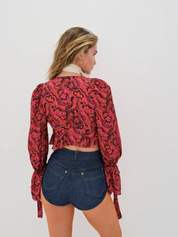 Woman For Love & Lemons Davina Tie Front Blouse