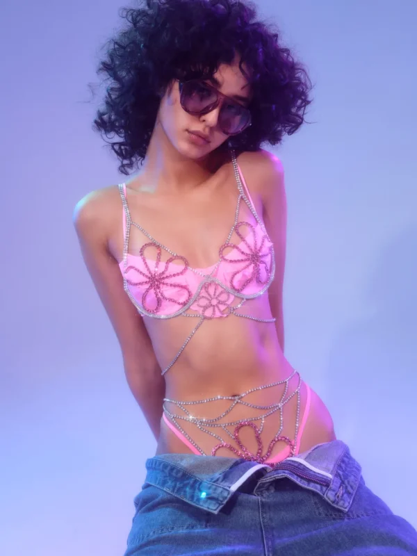 Woman For Love & Lemons Floral Rhinestone Panty