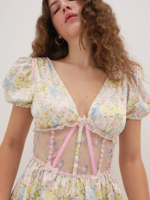 Woman For Love & Lemons Glitter Garden Cap Sleeve Dress
