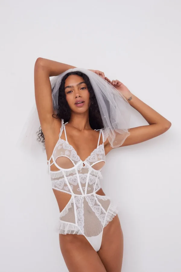 Woman For Love & Lemons Lace Heart Embroidery Teddy