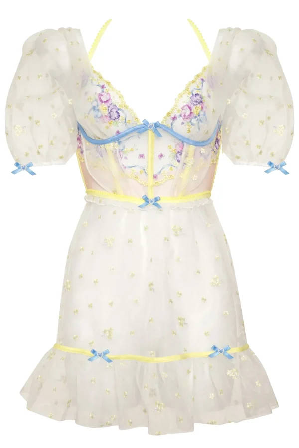 Woman For Love & Lemons Lavender Meadows Embroidery Slip Dress