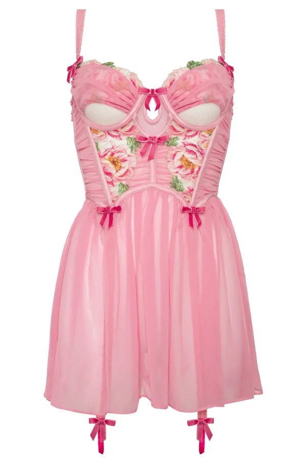 Woman For Love & Lemons Needle Point Roses Slip Dress