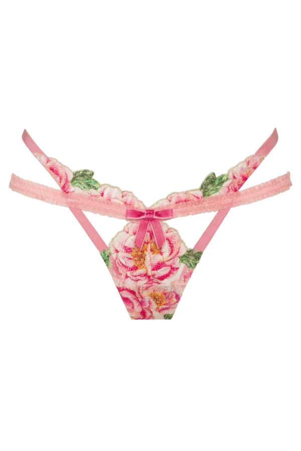 Woman For Love & Lemons Needle Point Roses Thong Panty