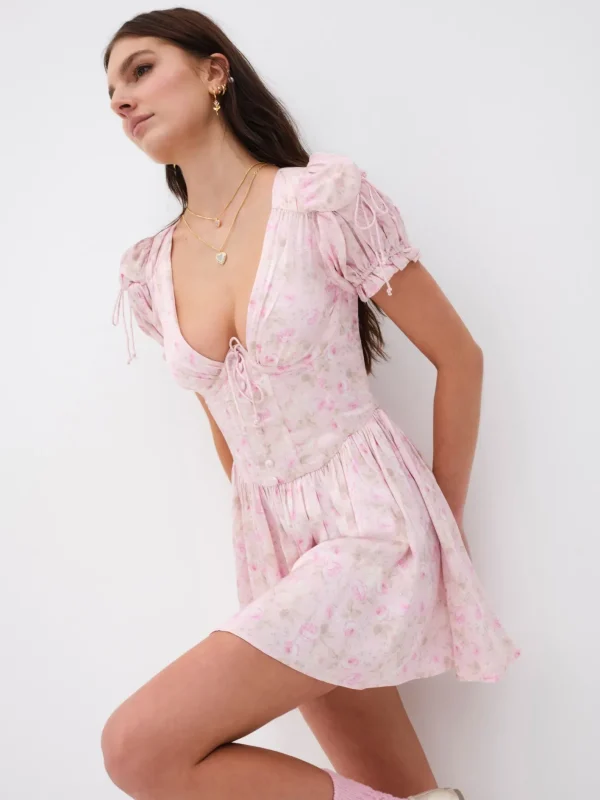 Woman For Love & Lemons Paulina Puff Sleeve Mini Dress