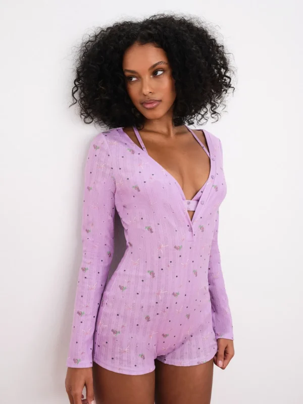 Woman For Love & Lemons Pointelle Deep V Onesie
