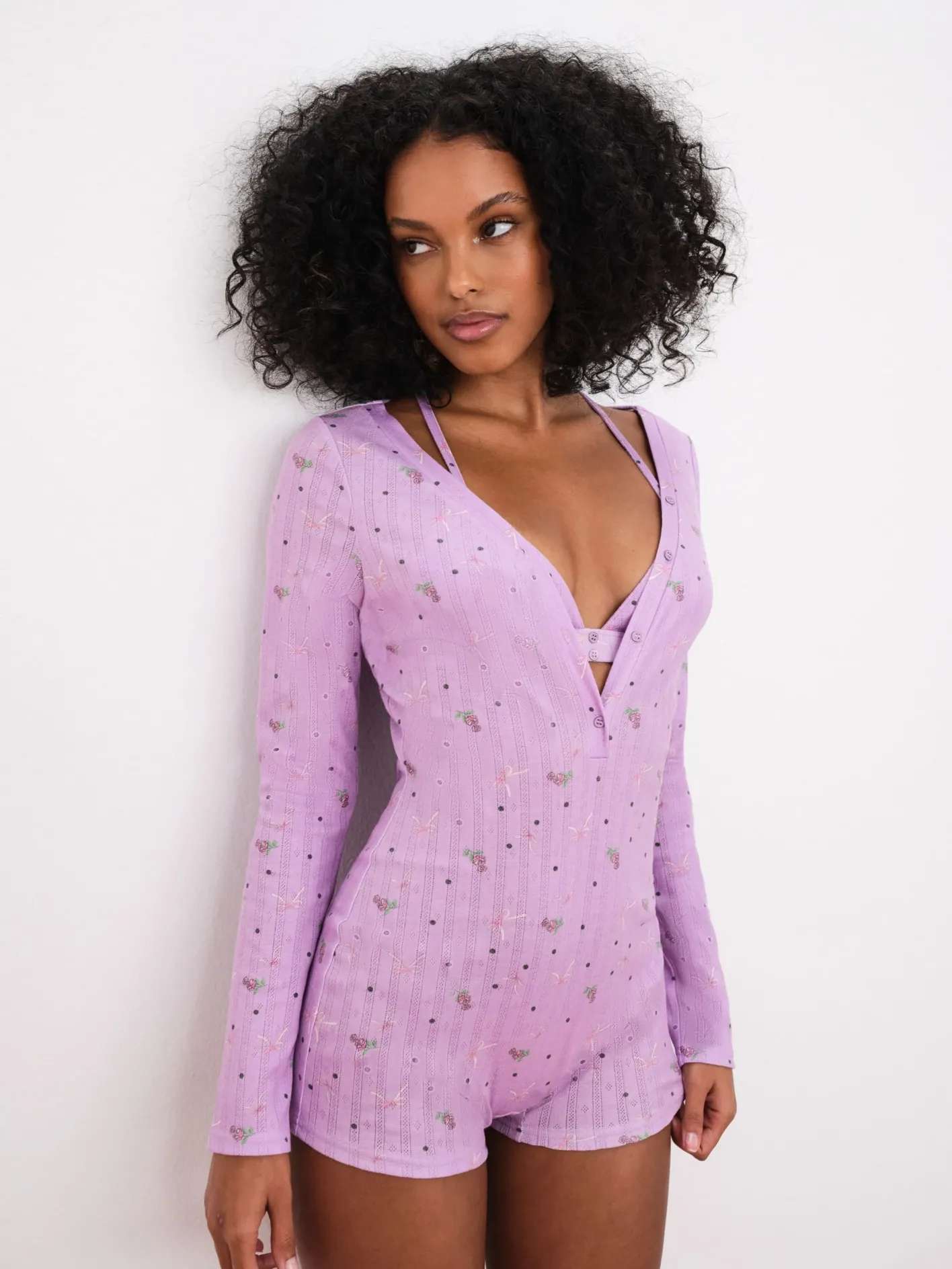 pointelle_deep_v_onesie_3.webp Woman For Love & Lemons Pointelle Deep V Onesie