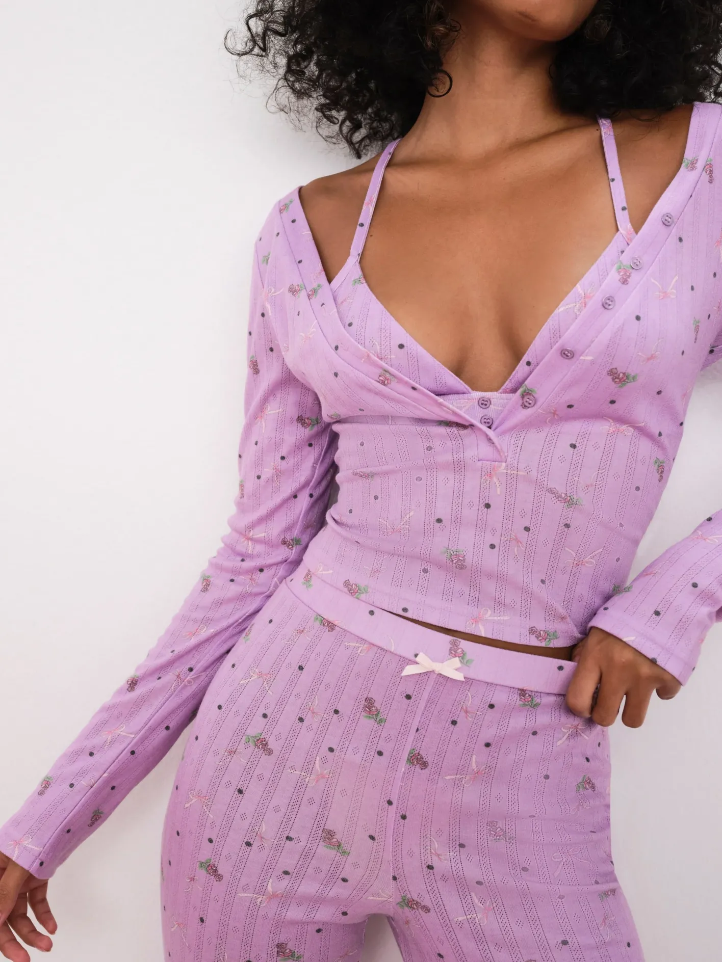 pointelle_long_sleeve_sle_1.webp Woman For Love & Lemons Pointelle Long Sleeve Sleep Set
