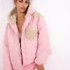 Woman For Love & Lemons Puffer Jacket With Ruffle Trim & Heart Embossing