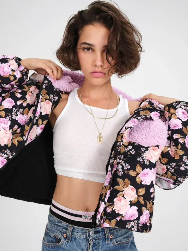 Woman For Love & Lemons Puffer Jacket With Ruffle Trim