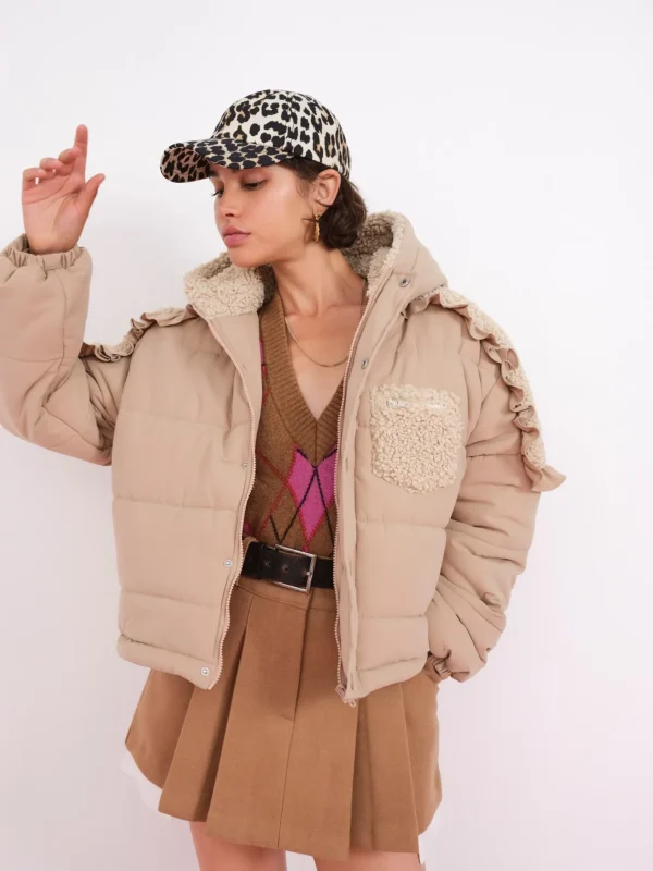 Woman For Love & Lemons Puffer Jacket With Ruffle Trim