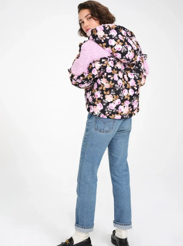 Woman For Love & Lemons Puffer Jacket With Ruffle Trim