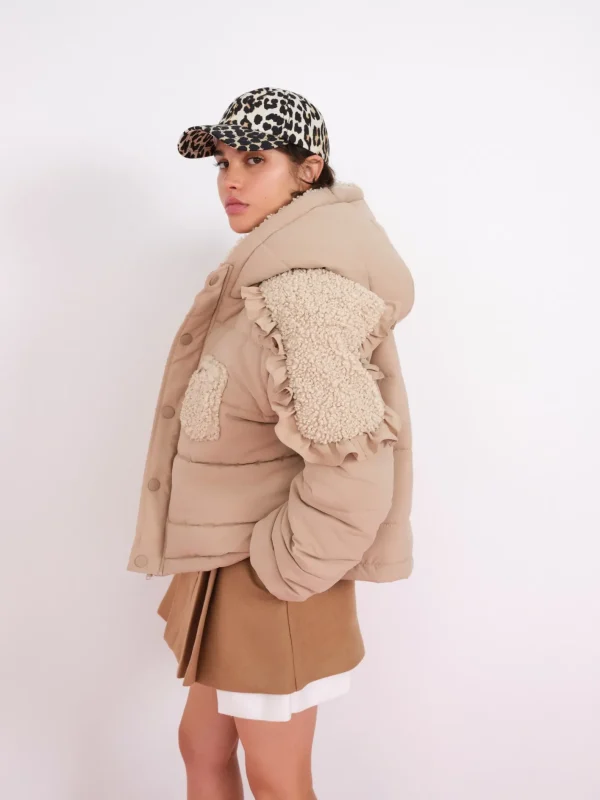 Woman For Love & Lemons Puffer Jacket With Ruffle Trim