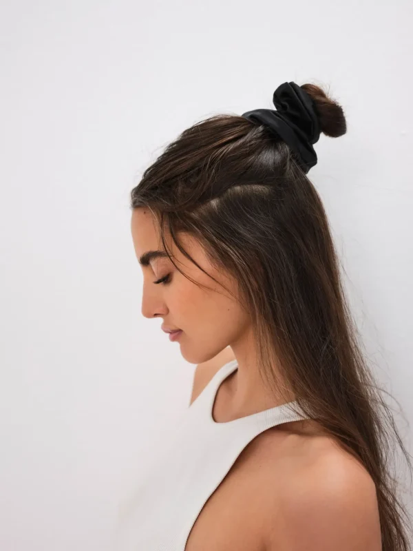 Woman For Love & Lemons Satin Ruffle Thong & Scrunchie Set