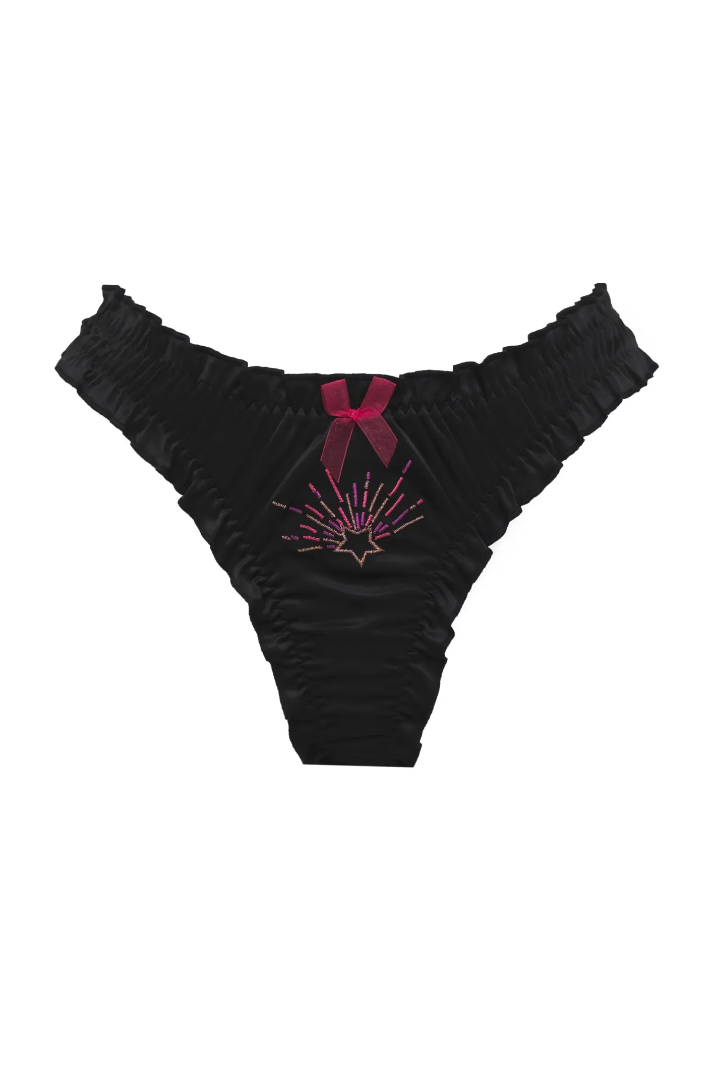 satin_ruffle_thong__scrun_4.webp Woman For Love & Lemons Satin Ruffle Thong & Scrunchie Set