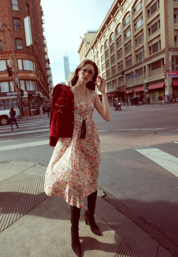 Woman For Love & Lemons Theodora Midi Dress