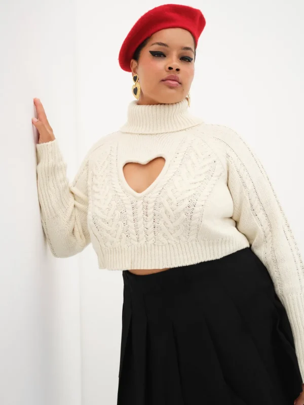 Woman For Love & Lemons Vera Cropped Cut Out Sweater